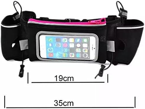 Hydration Belt for Runners with Dual Water Bottle Pouch,Fits All Smartphones with Touch Screen Bag,Bounce Free Running Waist Pack for Sports( Bottle is not included)