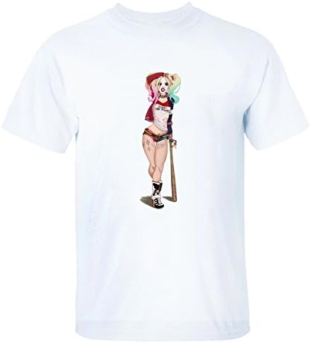 SKNO Men's Suicide Squad Margot Robbbie Harley Quinn ComfortSoft Round Neck T-Shirt white XL