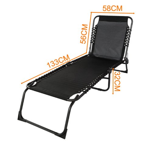 Chaise longue bain de soleil, transat de jardin pliante, chaise de camping, fauteuil relax inclinable, pliable et réglable. So-OGS10-Sch