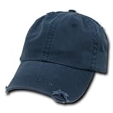 Navy Blue Vintage Distressed Polo Style Unstructured Low-Profile Baseball Cap Hat