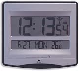 Alba LCDtime Clock Digital 12 or 24-hour Display Radio Controlled W235xD28xH222mm Silver Ref LCDTIME