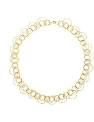 14K Yellow Gold Mixed Circle Links Necklace 24 Inch