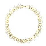 14K Gold Yellow Mixed Circle Links Necklace 24 Inch