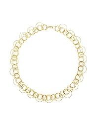 14K Yellow Gold Mixed Circle Links Necklace 34 Inch