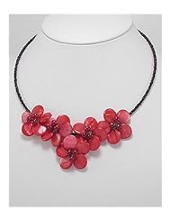 Flower Dyed Mother of Pearl Necklace In Zinc