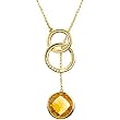 14K Yellow Gold Citrine and Diamond Necklace