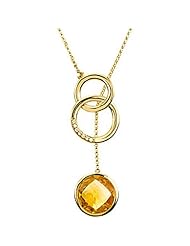 14K Yellow Gold Citrine and Diamond Necklace -- LIFETIME WARRANTY