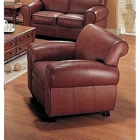 Monterey Top Grain Brown Leather Sofa Chair by AtHomeMart