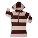 Jade - Girls 3/4 Sleeve Henley Style Hoodie, Pink, Brown