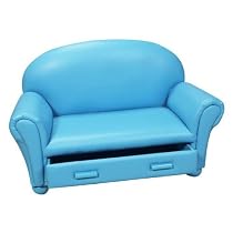 Gift Mark Upholstered Chaise Lounge with Pull Out Drawer, Blue