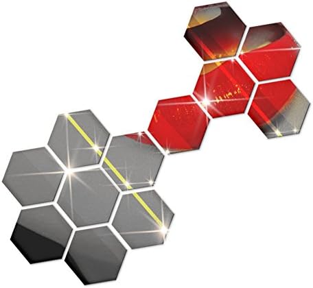 Soledi Modern 12pcs 3D Mirror Geometric Hexagon Acrylic Wall Sticker Decor Home DIY