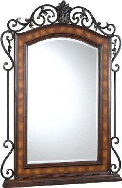 Classic Brown Console Mirror with Cherry Highlights - Grand Estate