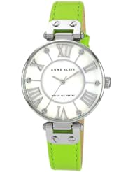 Anne Klein Watch, Womens Lime Green Leather Strap 35mm Ak-1269mplg
