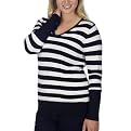 Mossimo&reg; Black Plus Ultrasoft V-Neck Sweater - White/Black Stripe
