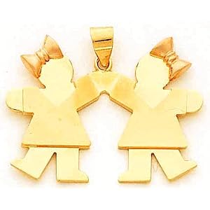 Girl Girl Silhouette Charm, Yellow/Pink Gold