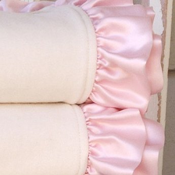 Robbie Adrian Organic Cotton Fleece Baby Blanket with Silk Ruffle
