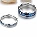 KONOV Stainless Steel Cubic Zirconia Classic Forever Love Couples Promise Ring Mens Womens Wedding Band, Blue Silver