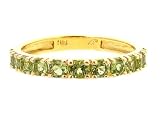 14K Yellow or White Gold Comfy Half Way 'round Stackable Gemstone Band Ring-Peridot-full, half sizes from 5-8.5