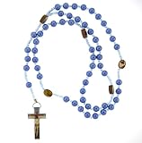 Faux Pearl Blue Rosary with Photographs