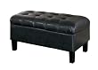 Poundex Faux Leather Storage Bench, Black
