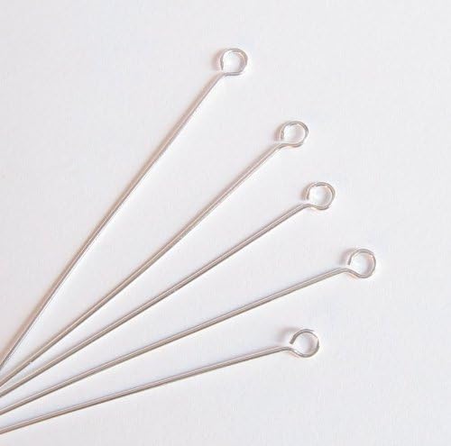 925 Sterling Silver 2.5mm Open Eye Pins 22GA 24GA Wire Gauge 1'' 1.5'' 2'' / Findings/Bright