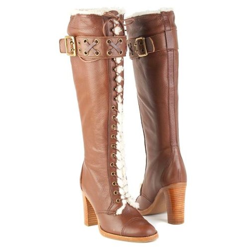 Knee High Coach Reece Brown Lace Up Boots