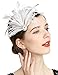 Fascinators 20s Gatsby Flapper Acessories Art Deco Party Accessory Peacock Feather Alligator Clip (White-4)