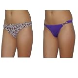 2 PACK: Ladies La Senza Sexy Stretch Hipster Brief Thong Panties Underwear / Knickers - Purple & Grey
