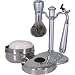 Full Set with Shaving Dish and Soap Metal Chrome Plated Shaving Set on stand: Razor + Brush with Badger Bristles