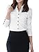 Allegra K Women's Button Down Long Sleeve Casual Office Work Ruched Shirt White L (US 14)