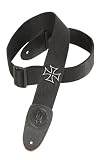 Levy's Leathers 2 Polypropylene Guitar Strap with  Iron Cross Patch,Black
