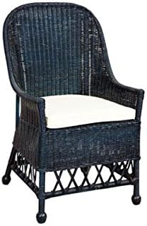 Crafted Home Recliner Vujacic Solid Rattan Wicker Wood Arm Chair, Blue