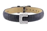 415ya0fFQOL. SL160  Diamond Clip On Initial letter C with Black Leather Bracelet