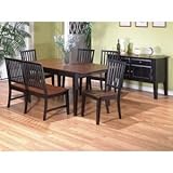 Jofran Antigue Black 7 Piece Dining Room Set w/ Bench