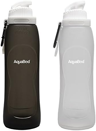 Aquabod Collapsible Water Bottle - BPA Free, 17oz - Set of 2, Leak Proof Silicone Foldable Sports Water Bottle, The Smart Hydration Solution
