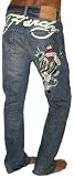 ED HARDY by Christian Audigier Tattoo Loose Leg Darted Mens Jean Fonda