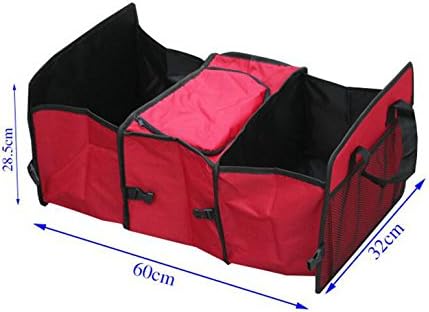 Behomy Foldable Car Trunk Organizer Car Boot Organizer 3 in 1 with Cooler and Insulation for Car,SUV and Truck,Sturdy and Flexible Red