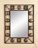 Large Abstract Wall Mirror Glass Tin Frame