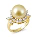 South Sea Golden Pearl Ring with Diamonds in 14K Yellow Gold
