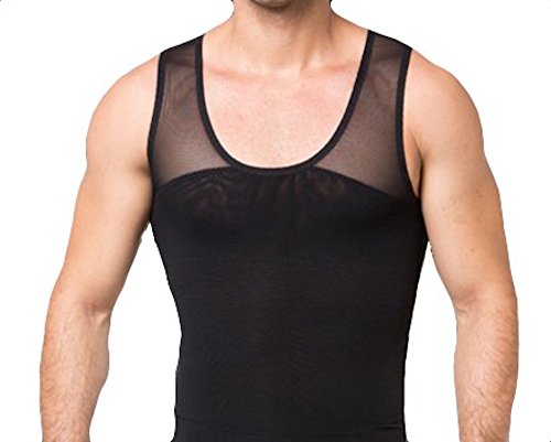 Gynecomastia Compression Shirt to Hide Man Boobs Moobs (Black, Medium)