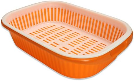 Fruit and Vegetable Strainer - Stackable Soaking Bowl and Colander Set by PowerChefs (Orange)