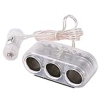 Clear 12V Triple Car Cigarette Cigar Charger Adapter
