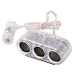Clear 12V Triple Car Cigarette Cigar Charger Adapter