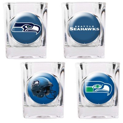 NFL Seattle Seahawks Four Piece Square Shot Glass Set (Individual Logos)