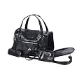 Dog Cat Faux Crocodile Pattern Pet Carrier - Black Small