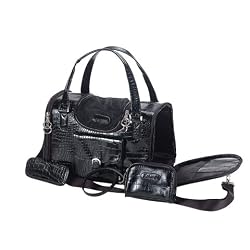 Dog Cat Faux Crocodile Pattern Pet Carrier - Medium size