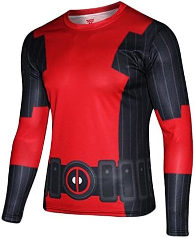 Mark Costume Men's 3D Super Heroes Printed Long Sleeve Sports T-shirt (XXX-Large, Deadpool)