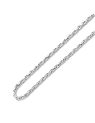 14K White Gold 1mm Rope Chain Necklace 18"