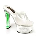 6 1/2 Inch Women's Sexy High Heel Shoes Chunky Heel Stripper Shoes Dancer Shoes Light Up Clear / Hologram CLEARANCE