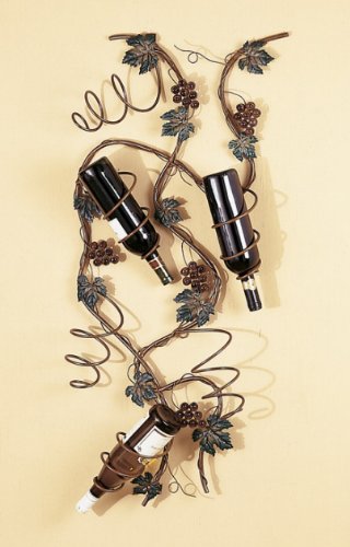 Pack of 2 Twisting Grape & Vine Wine Bottle Wall Racks